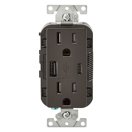 LEVITON Usb/Dplx Outlet 15A Brwn T5633-B